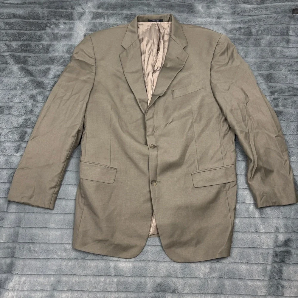 Hart Schaffner Marx Mens 42R Blazer Sport Coat Taupe Tan 2 Button Made in USA
